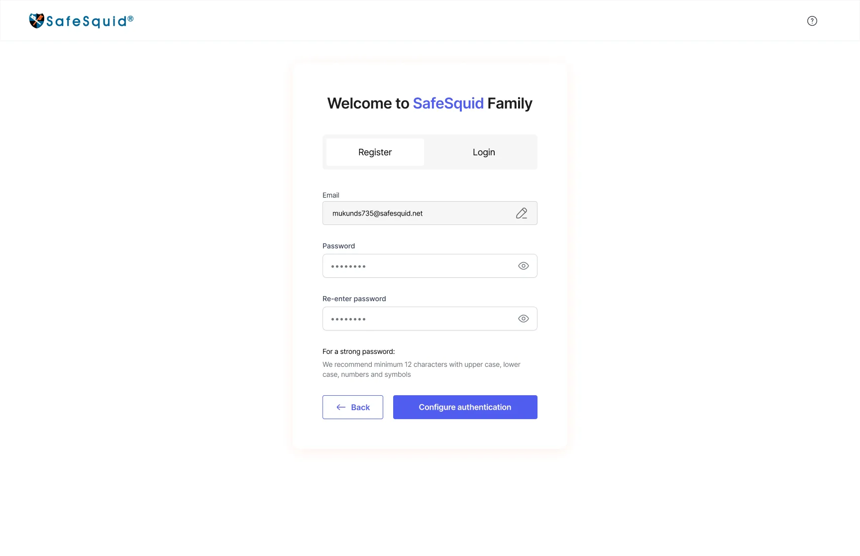 Set a strong password