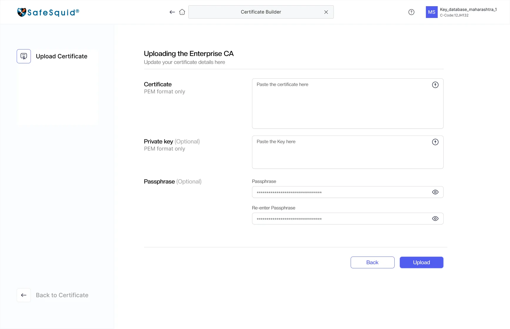 Yes: upload the enterprise CA
