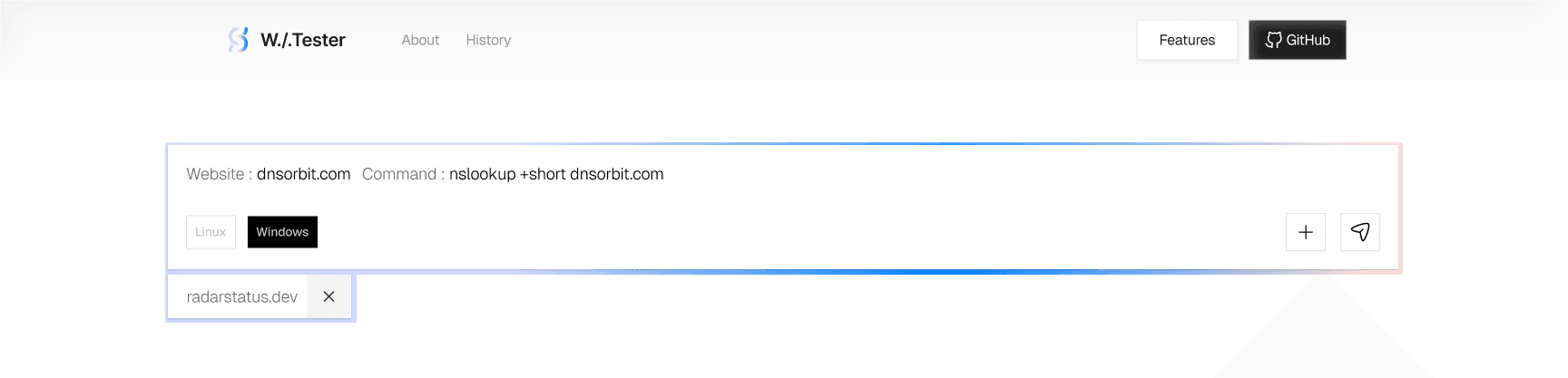 Website Tester switched to Windows command mode while retaining the same workspace structure