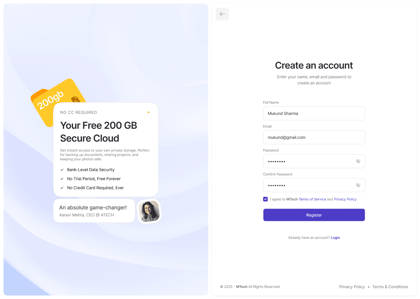 Cloud registration onboarding