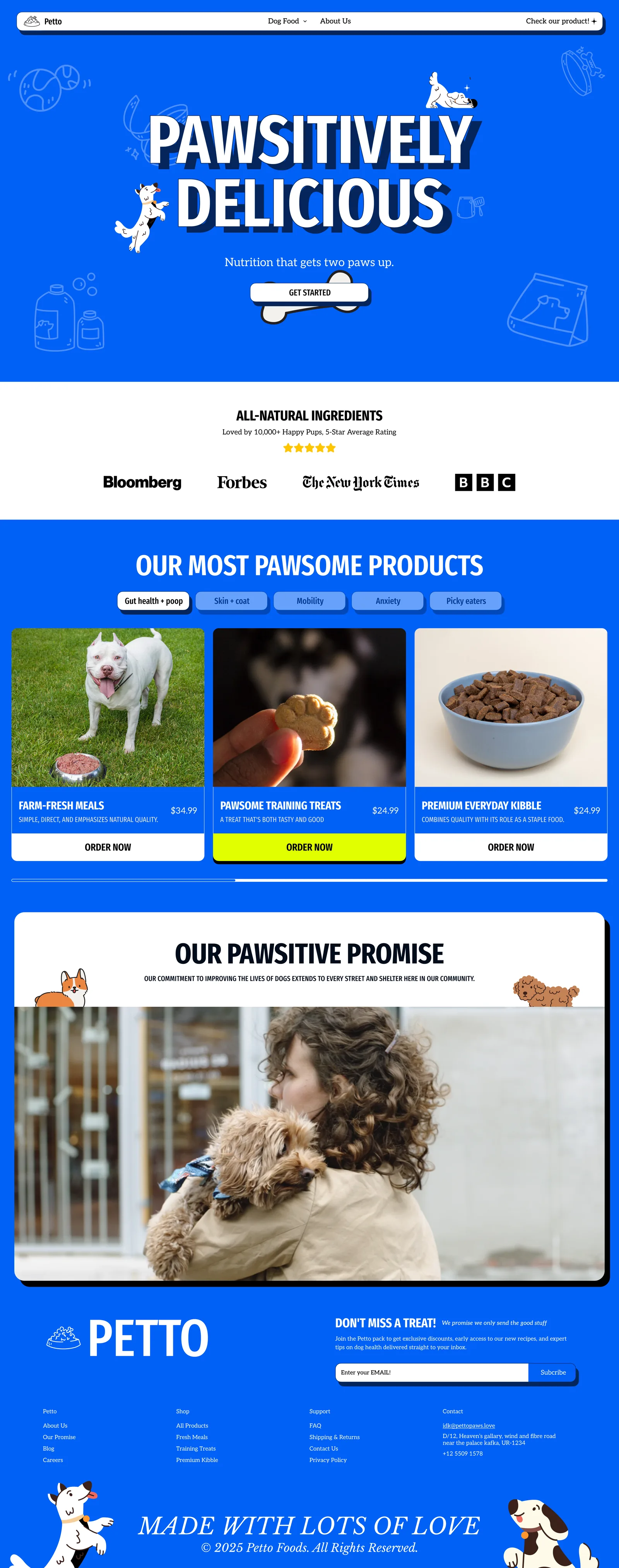 Long-form pet food landing page concept